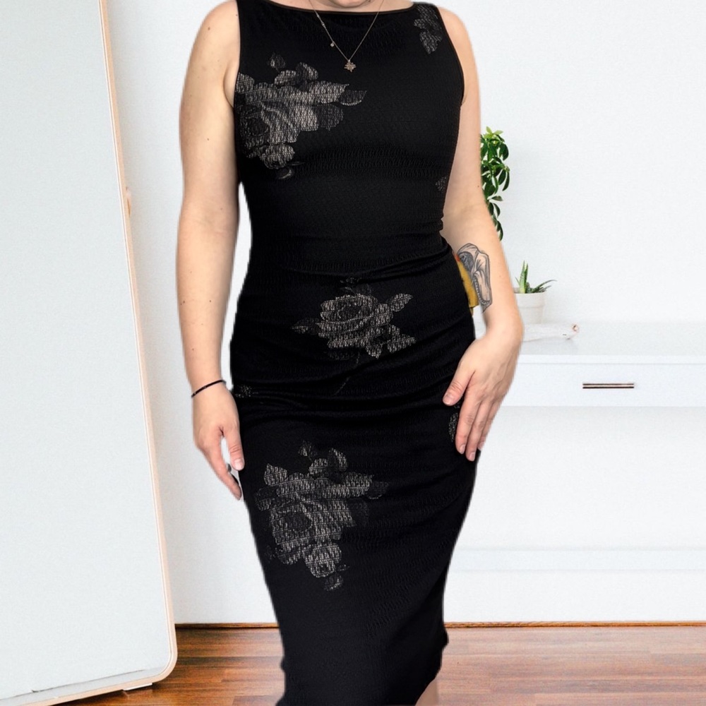 BEBE Floral Black Dress